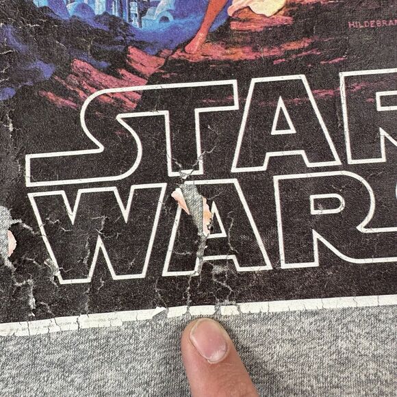 1977 Star Wars Ringer Shirt Men’s Medium Gray Short Sleeve Iron On‎ Graphic - Picture 6 of 16